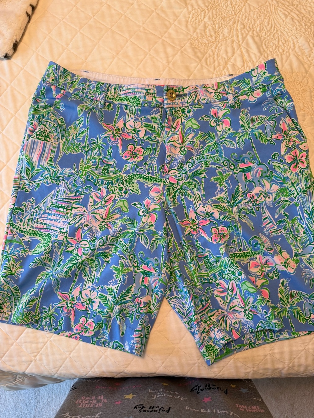 Lilly Pulitzer Blue Floral Palm Print Bermuda Shorts